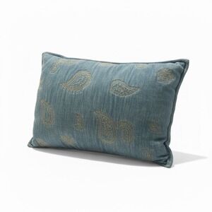 Vintage Woolrich Blue Denim Paisley Feather Pillow 18X12